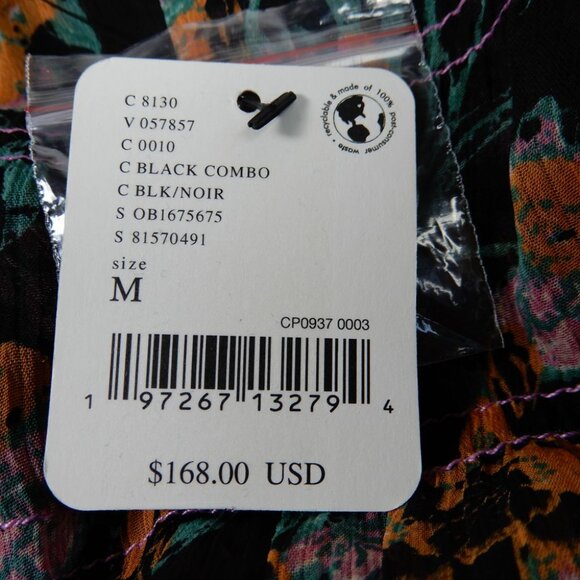 FREE PEOPLE See It Through Long Sleeve Maxi DRESS S M L Floral Black Combo NEW - Picture 14 of 14